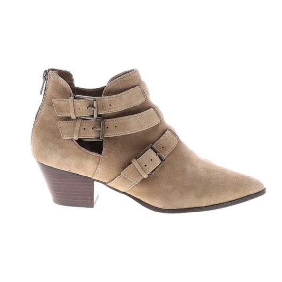 NEW Treasure & Bond Tan Ankle Boot Suede Leather Western Moto Buckle Straps 6 - Picture 1 of 9